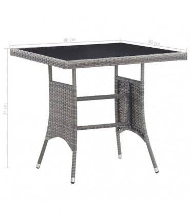 vidaXL Garden Table Grey 80x80x74 cm Poly Rattan