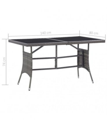 vidaXL Garden Table Grey 140x80x74 cm Poly Rattan