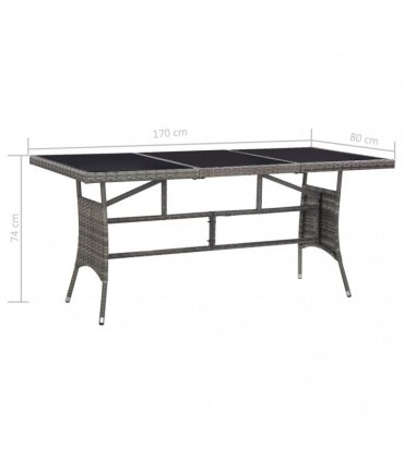 vidaXL Garden Table Grey 170x80x74 cm Poly Rattan