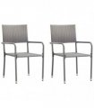 vidaXL Garden Dining Chairs 2 pcs Stackable Grey Poly Rattan