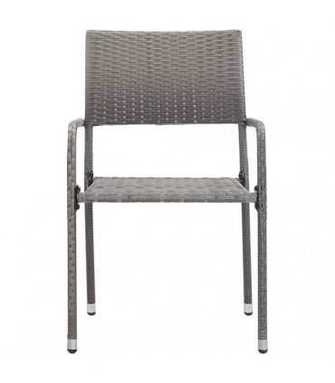 vidaXL Garden Dining Chairs 2 pcs Stackable Grey Poly Rattan