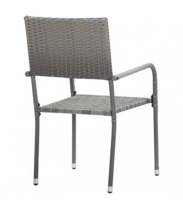 vidaXL Garden Dining Chairs 2 pcs Stackable Grey Poly Rattan