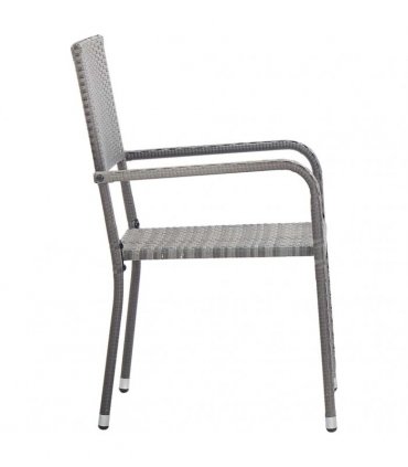 vidaXL Garden Dining Chairs 2 pcs Stackable Grey Poly Rattan