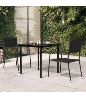 vidaXL Garden Dining Table Black 80x80x74 cm Steel and Glass