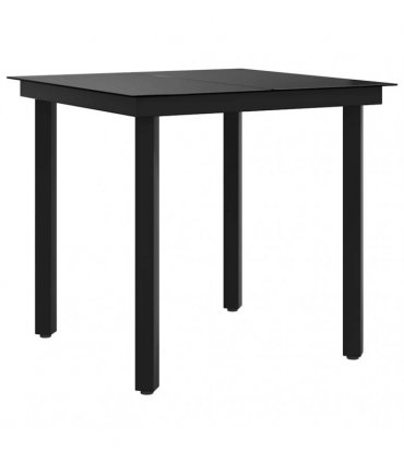 vidaXL Garden Dining Table Black 80x80x74 cm Steel and Glass