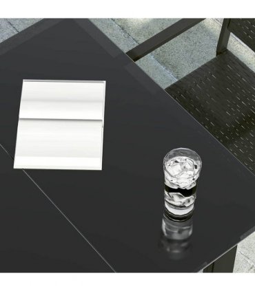 vidaXL Garden Dining Table Black 80x80x74 cm Steel and Glass