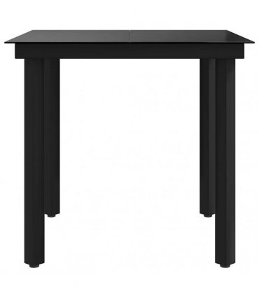vidaXL Garden Dining Table Black 80x80x74 cm Steel and Glass