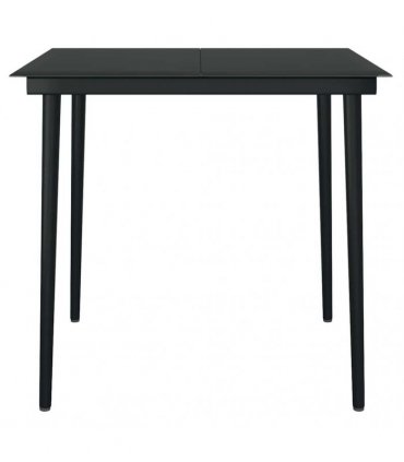 vidaXL Garden Dining Table Black 80x80x74 cm Steel and Glass