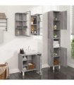 vidaXL 3 Piece Bathroom Cabinet Set Grey Sonoma Engineered Wood