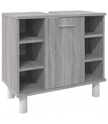 vidaXL 3 Piece Bathroom Cabinet Set Grey Sonoma Engineered Wood