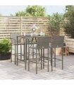 vidaXL 5 Piece Garden Bar Set Grey Poly Rattan