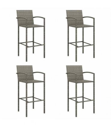 vidaXL 5 Piece Garden Bar Set Grey Poly Rattan