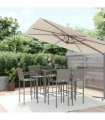 vidaXL 7 Piece Garden Bar Set Grey Poly Rattan