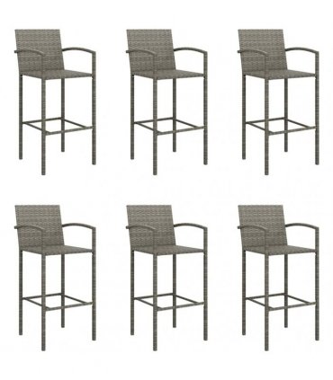 vidaXL 7 Piece Garden Bar Set Grey Poly Rattan