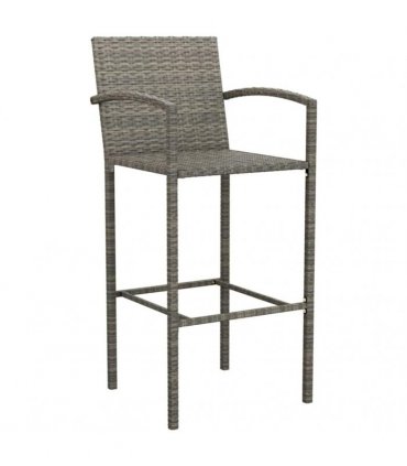 vidaXL 7 Piece Garden Bar Set Grey Poly Rattan