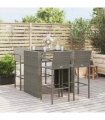 vidaXL 5 Piece Garden Bar Set Grey Poly Rattan