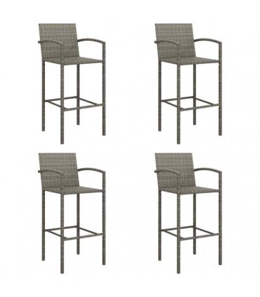 vidaXL 5 Piece Garden Bar Set Grey Poly Rattan