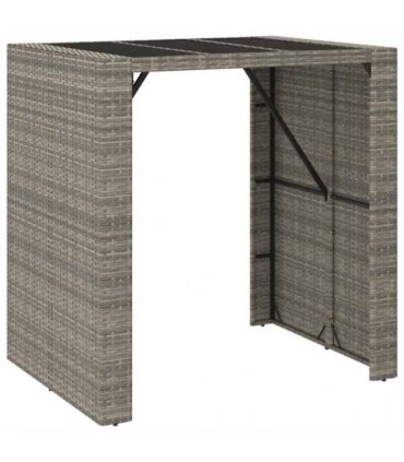 vidaXL 5 Piece Garden Bar Set Grey Poly Rattan