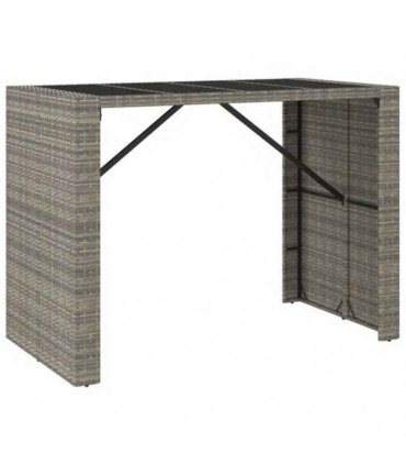 vidaXL 7 Piece Garden Bar Set Grey Poly Rattan