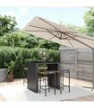 vidaXL 5 Piece Garden Bar Set Black Poly Rattan& Solid Wood Acacia