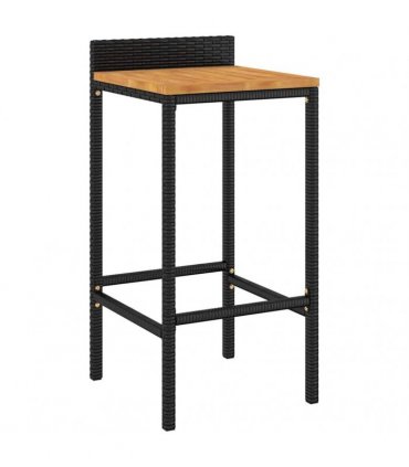 vidaXL 5 Piece Garden Bar Set Black Poly Rattan& Solid Wood Acacia