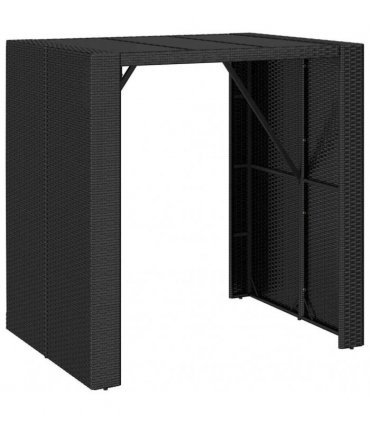 vidaXL 5 Piece Garden Bar Set Black Poly Rattan& Solid Wood Acacia