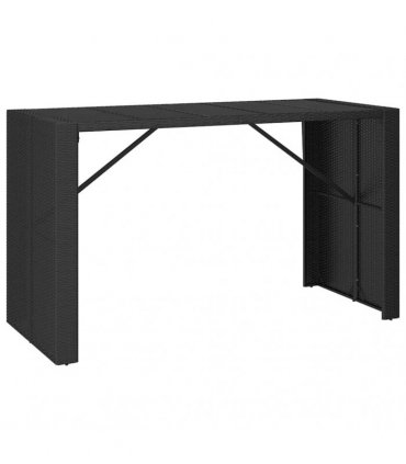 vidaXL 9 Piece Garden Bar Set Black Poly Rattan& Solid Wood Acacia