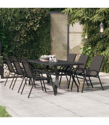 vidaXL Garden Table Black 180x80x70 cm Steel and Glass