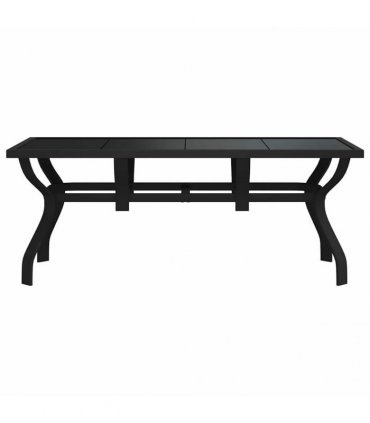 vidaXL Garden Table Black 180x80x70 cm Steel and Glass