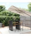 vidaXL 5 Piece Garden Bar Set Black Poly Rattan& Solid Wood Acacia