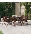 vidaXL Garden Table Brown and Black 140x70x70 cm Steel and Glass
