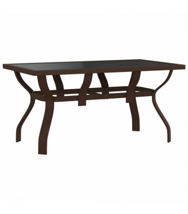 vidaXL Garden Table Brown and Black 140x70x70 cm Steel and Glass