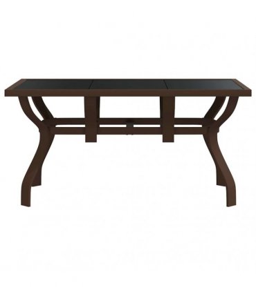vidaXL Garden Table Brown and Black 140x70x70 cm Steel and Glass