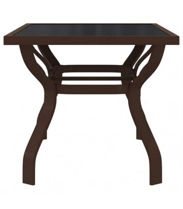vidaXL Garden Table Brown and Black 140x70x70 cm Steel and Glass