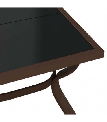 vidaXL Garden Table Brown and Black 140x70x70 cm Steel and Glass