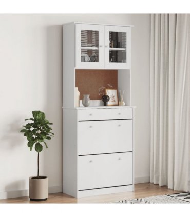 vidaXL Highboard "ALTA" White 77x35x188cm Solid Wood Pine