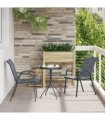 vidaXL Stackable Garden Chairs 2 pcs Grey Textilene Fabric