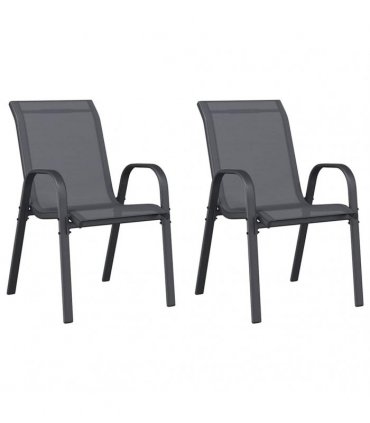 vidaXL Stackable Garden Chairs 2 pcs Grey Textilene Fabric