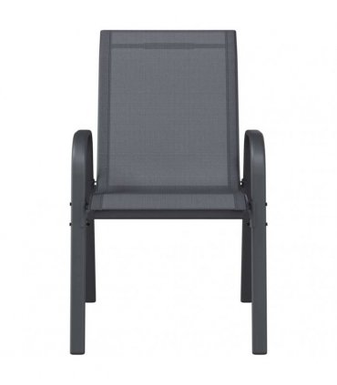 vidaXL Stackable Garden Chairs 2 pcs Grey Textilene Fabric