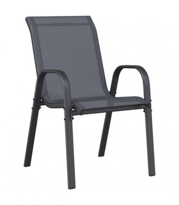 vidaXL Stackable Garden Chairs 2 pcs Grey Textilene Fabric