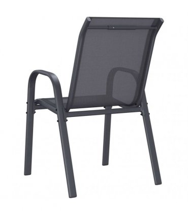 vidaXL Stackable Garden Chairs 2 pcs Grey Textilene Fabric