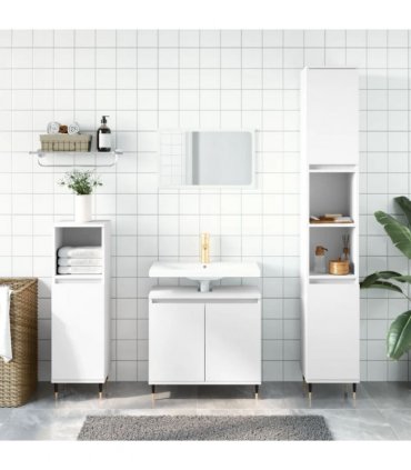 vidaXL 3 Piece Bathroom Cabinet Set White Engineered Wood