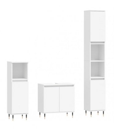 vidaXL 3 Piece Bathroom Cabinet Set White Engineered Wood