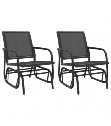 vidaXL 3 Piece Garden Glider Lounge Set Black Textilene and Steel