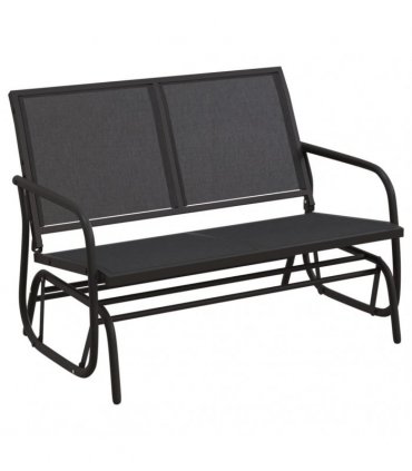 vidaXL 3 Piece Garden Glider Lounge Set Black Textilene and Steel