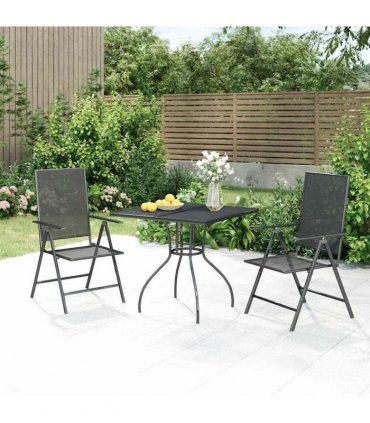 vidaXL 3 Piece Garden Dining Set Anthracite Steel