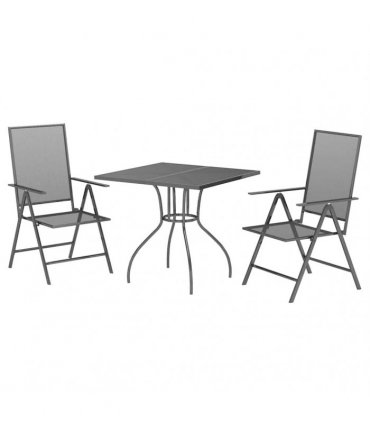 vidaXL 3 Piece Garden Dining Set Anthracite Steel