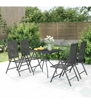 vidaXL 5 Piece Garden Dining Set Anthracite Steel