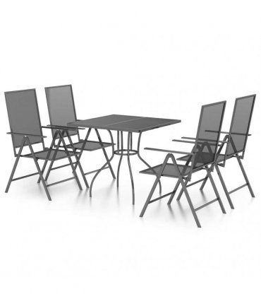vidaXL 5 Piece Garden Dining Set Anthracite Steel