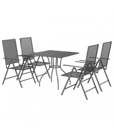 vidaXL 5 Piece Garden Dining Set Anthracite Steel